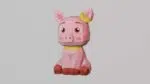 Papercraft de porquinho com laço em origami 3D