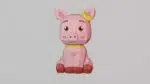 Papercraft de porquinho com laço em origami 3D