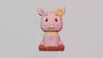 Papercraft de porquinho com laço em origami 3D