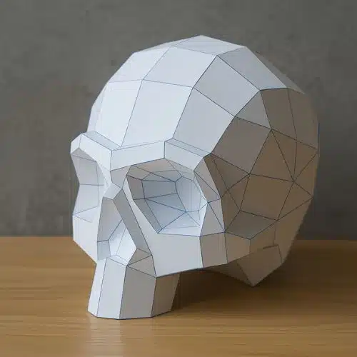Papercraft human skull in 3D origami