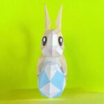 Papercraft of Easter bunny in 3D origami