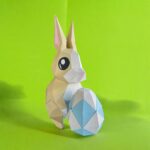 Papercraft of Easter bunny in 3D origami