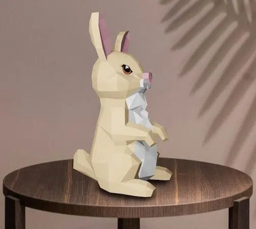 Papercraft rabbit in 3D origami