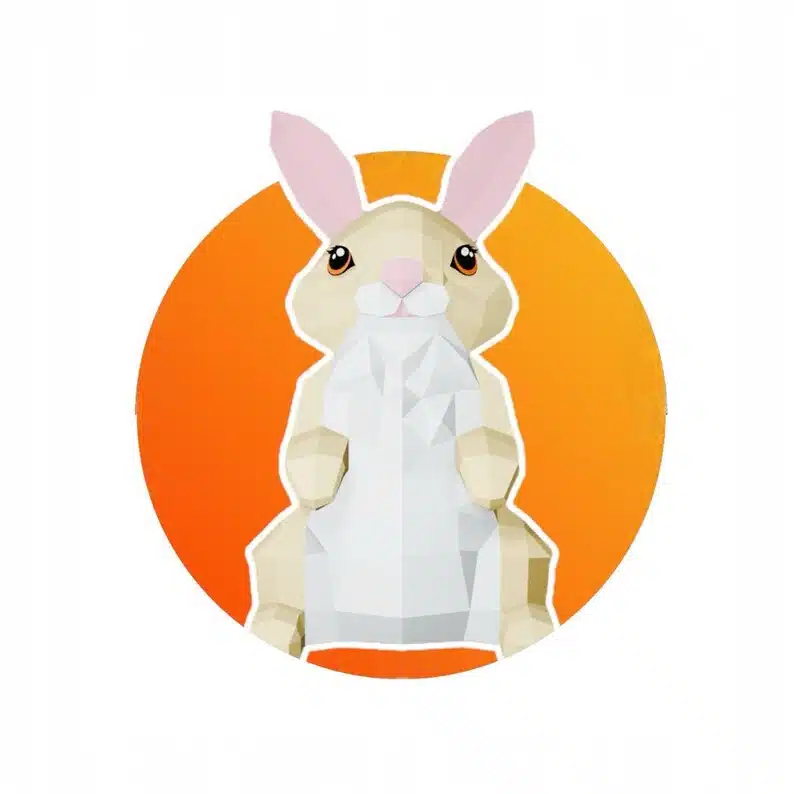 Papercraft de coelho bege em origami 3D