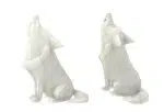 Papercraft de loup hurlant en origami 3D, vue 3
