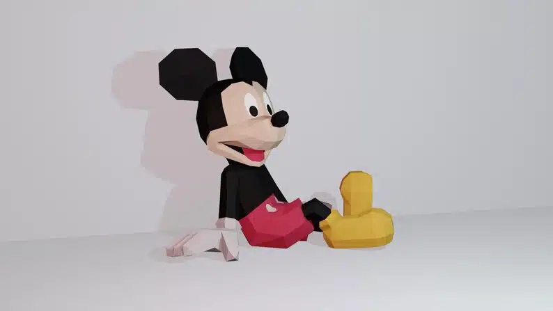 Papercraft de Mickey en origami 3D, weergave 4