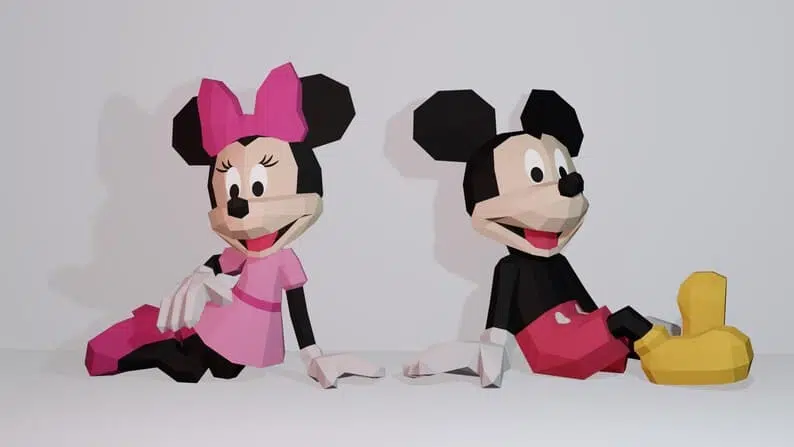 Papercraft de Mickey en origami 3D, weergave 5
