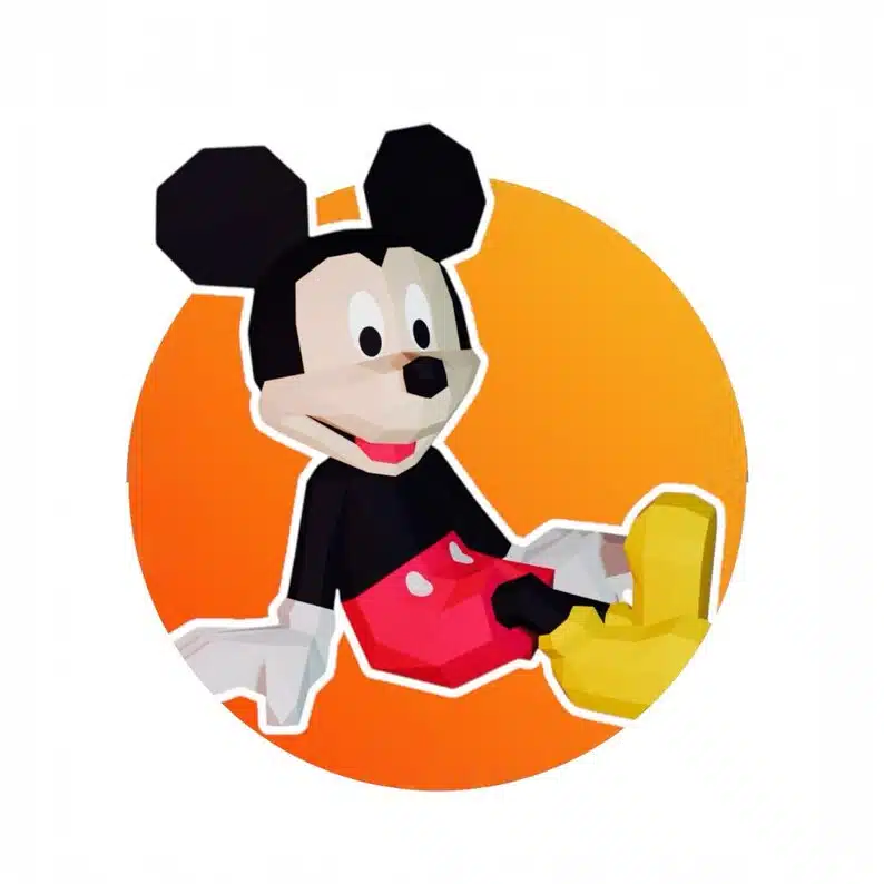 Papercraft de Mickey sentado en origami 3D