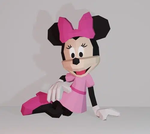 Papercraft of Minnie Mouse in 3D origami
