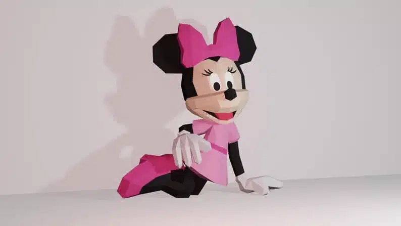 Papercraft de Minnie en origami 3D, weergave 3