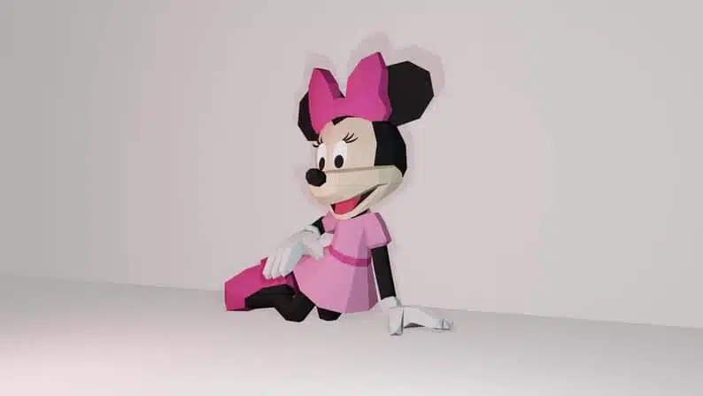Papercraft de Minnie en origami 3D, weergave 4