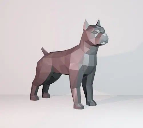Papercraft pitbull in 3D origami