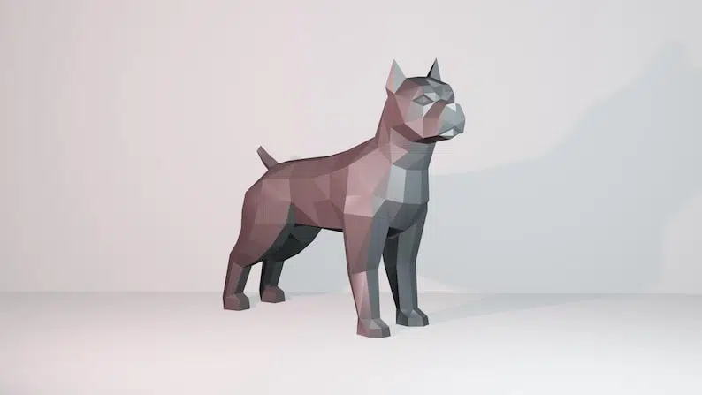 3D Origami Pitbull Papercraft