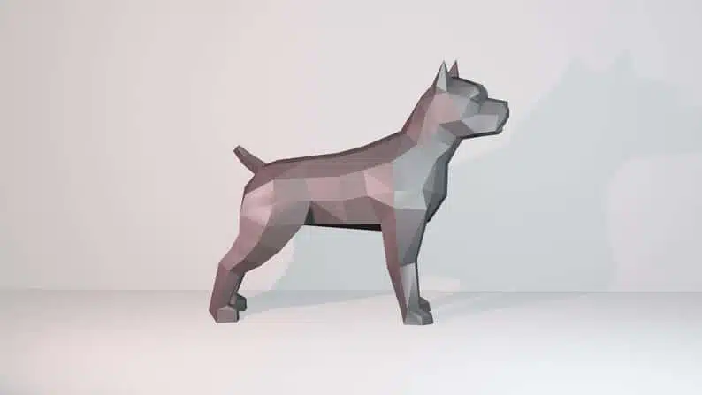 3D Origami Pitbull Papercraft