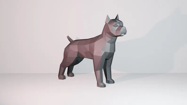 3D Origami Pitbull Papercraft, assembled
