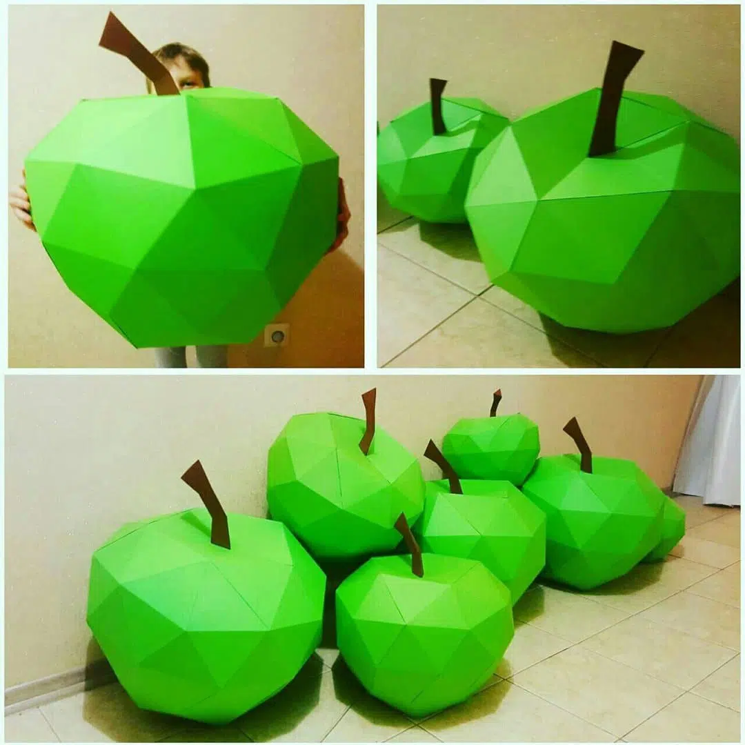 Papercraft of an apple in 3D origami