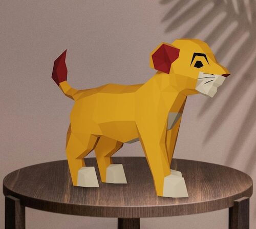 Papercraft of Simba in 3D origami