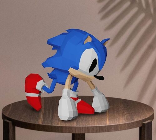 Papercraft of Sonic in 3D origami