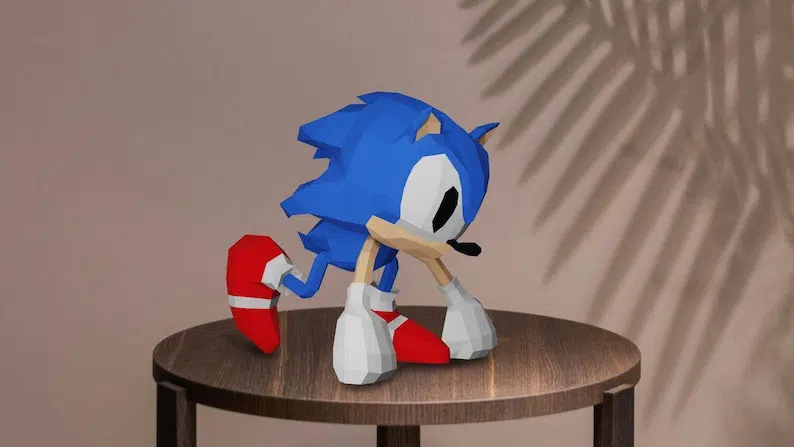 Sonic-figuur van papier in 3D-origami
