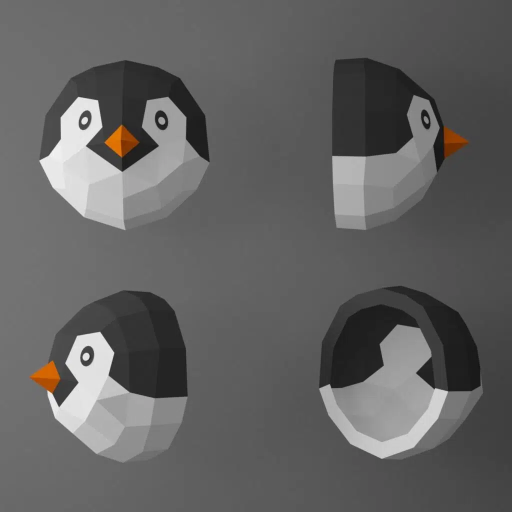 Papercraft Pinguinkopf als 3D-Origami