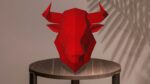 Papercraft bull head in origami 3D