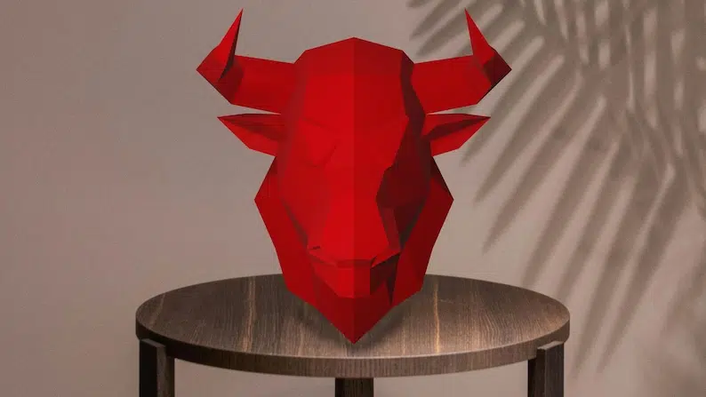 Papercraft de tête de taureau en origami 3D, weergave 2