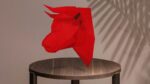 Papercraft bull head in origami 3D