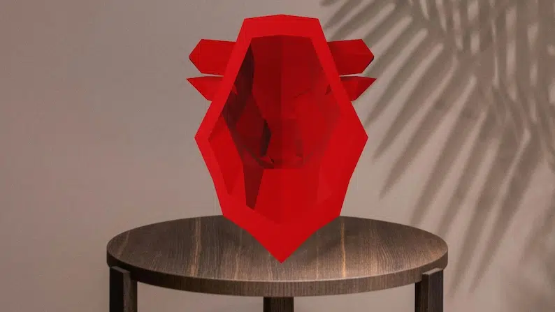 Papercraft de tête de taureau en origami 3D, weergave 4