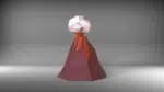 Papercraft de volcan en origami 3D, weergave 3