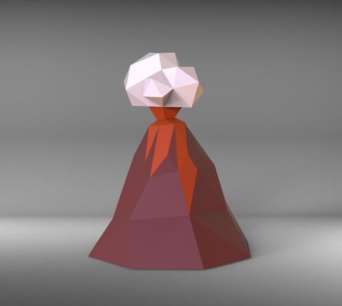 Papercraft volcano in 3D origami