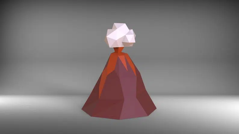 Papercraft de volcan en origami 3D, weergave 4