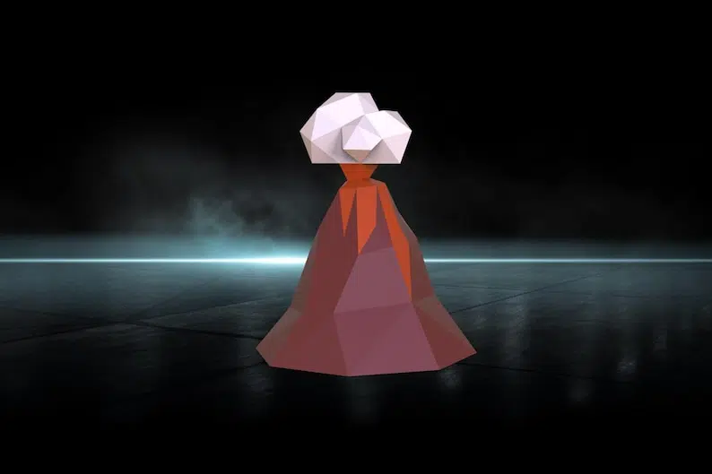 Papercraft de volcan en origami 3D, weergave 5