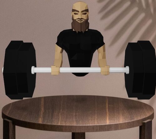 Papercraft of muscular man in 3D origami