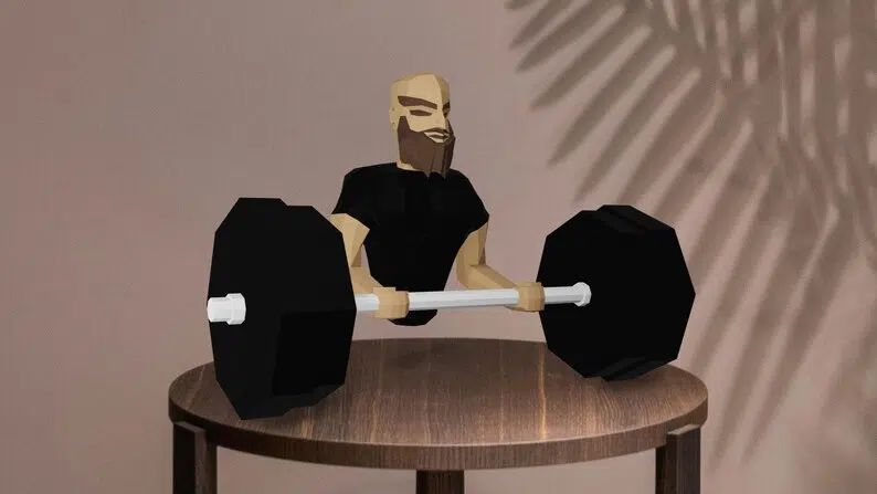 Muscular Man 3D Origami Papercraft, back view