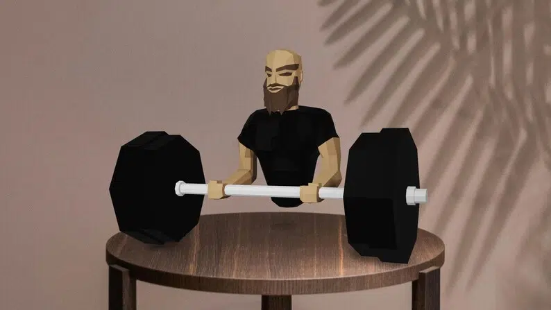 Muscular Man 3D Origami Papercraft, side view