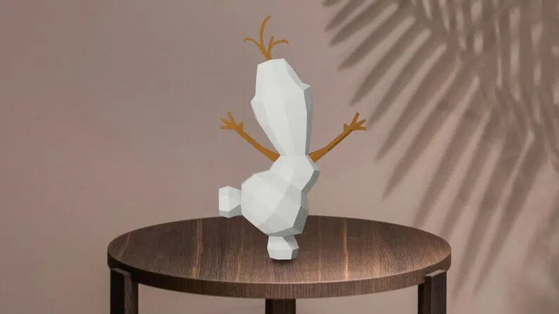 Papercraft do Olaf em origami, vista traseira