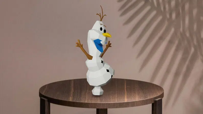 Papercraft do Olaf em origami, vista lateral