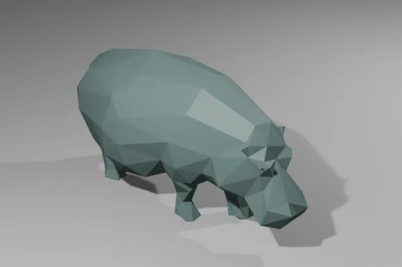 Papercraft Hippopotame gratuit, weergave 2