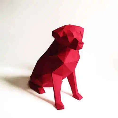 Papercraft eines sitzenden Labradors in Origami