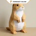 Papercraft de coelhos em pé em origami 3D