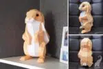 Papercraft de pequenos coelhos em pé em origami 3D