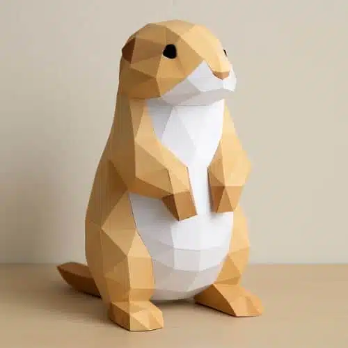 Papercraft kleiner stehender Hasen im 3D-Origami