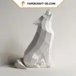 Papercraft howling wolf in 3D origami