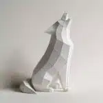 Papercraft de loup hurlant en origami 3D, modèle 3D