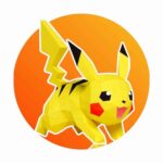 Papercraft von Pikachu im Lauf als 3D-Origami