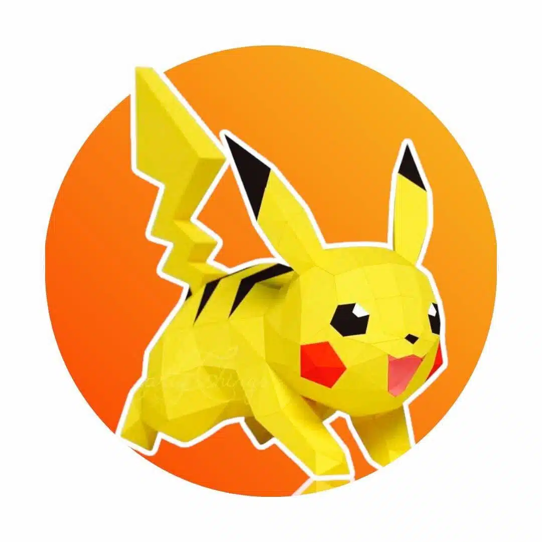 Papercraft de Pikachu qui court en origami 3D