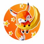 Papercraft Babyfuchs auf dem Mond in 3D-Origami