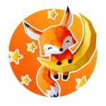 Papercraft bébé renard sur lune en origami, weergave 2
