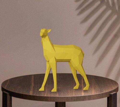 Papercraft standing deer in 3D origami