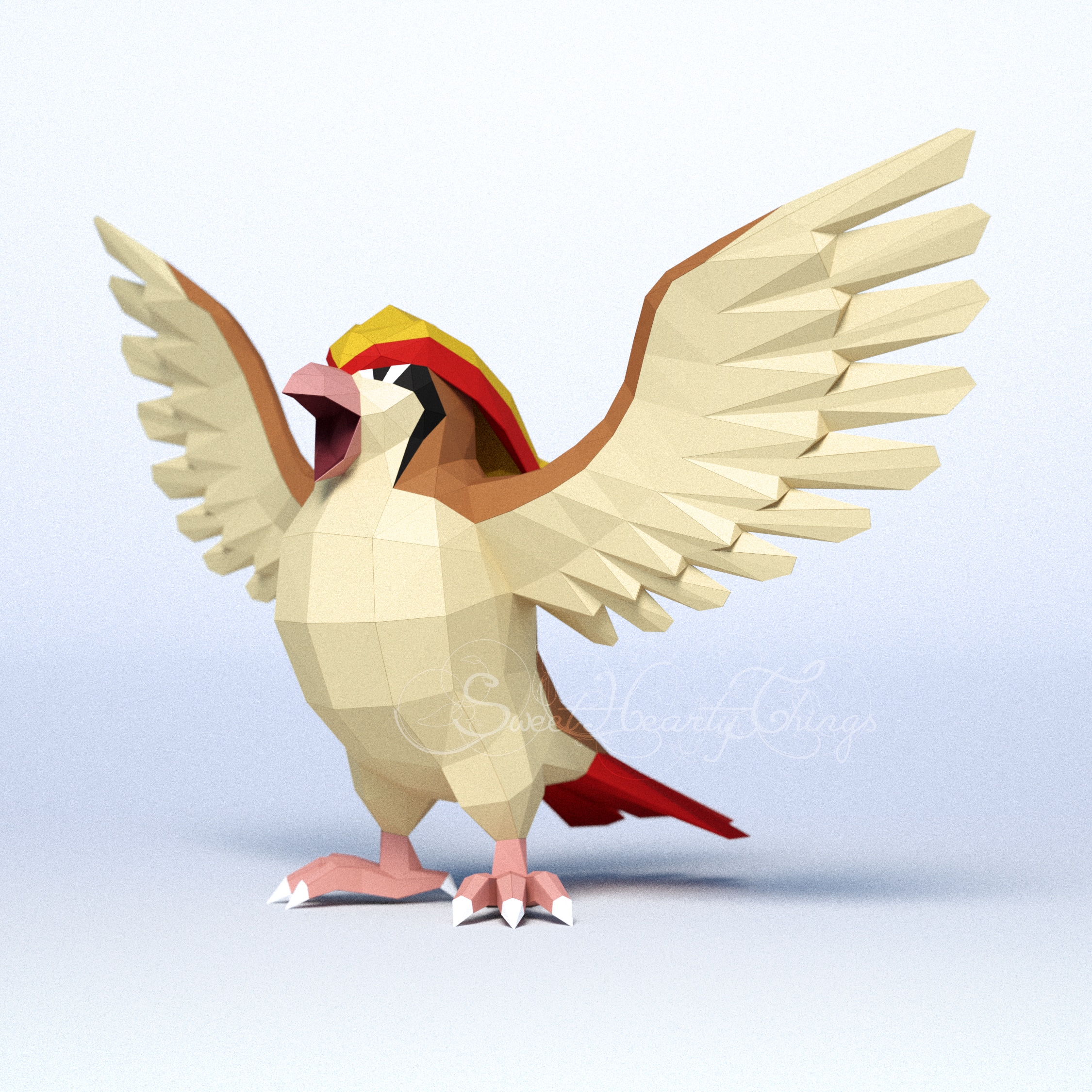 Papercraft of Pidgey Pokémon in 3D origami